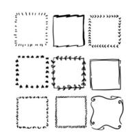 handdrawn square doodle frame collection vector