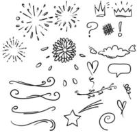 conjunto de elementos de colección de doodle dibujado a mano vector de doodle