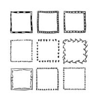 handdrawn square doodle frame collection vector