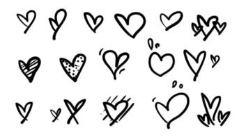 doodle heart collection vector with handddrawn style