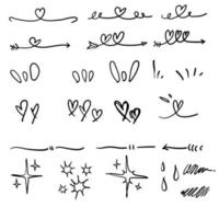 Set of doodle elements collection handdrawn style vector