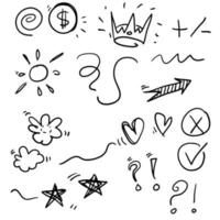 doodle element collection to decorate your photo or text vector cartoon style