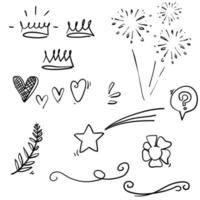 handdrawn doodle collection element set doodle vector