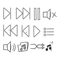 dibujado a mano doodle simple conjunto de controles de música icono de ilustración relacionada vector