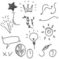 handdrawn doodle element collection with handdrawn cartoon style vector