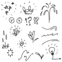 handdrawn doodle element collection with handdrawn cartoon style vector