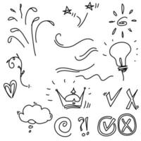 handdrawn doodle element collection with handdrawn cartoon style vector