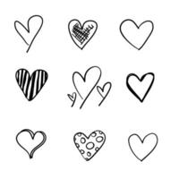 Doodle corazón amor colección vector ilustración