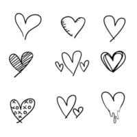 Doodle corazón amor colección vector ilustración