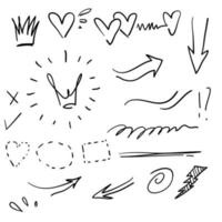 Swishes, swoops, emphasis doodles handdrawn style with Highlight text elements, calligraphy swirl, tail, flower, heart, graffiti crown.vector vector