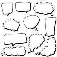 Hand drawn doodle speech bubbles set illustration vector