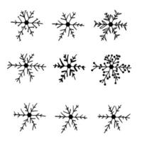 doodle snowflakes illustration vector handddrawn style