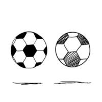 vector de estilo de doodle dibujado a mano de ilustración de balón de fútbol