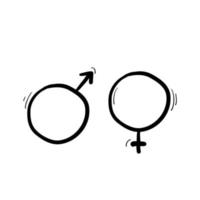 handdrawn Icons and symbols for Male and female doodle cartoon style vector