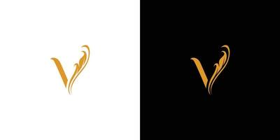 The initial letter V logo design combined with unique and elegant leaf ornaments vector