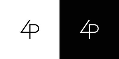 Modern and unique letter 4 P initials logo design vector