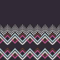 línea geométrica en zig zag forma patrón sin costuras de estilo de color étnico sobre fondo negro. uso para telas, textiles, elementos de decoración de interiores, tapicería, envoltura. vector