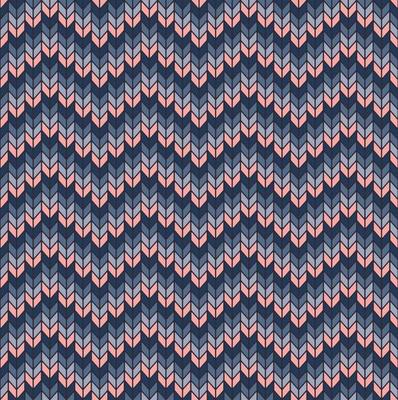Small knit herringbone in chevron zig zag seamless pattern background. Ethnic modern blue-pink color design. Use for fabric, textile, interior decoration elements, upholstery.