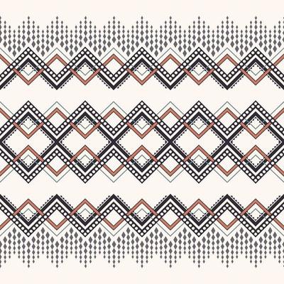 Geometric square line zig zag shape ethnic morocco brown cream modern color style seamless pattern background. Use for fabric, textile, interior decoration elements, upholstery, wrapping.