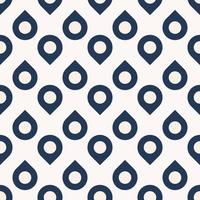 Small circle geometric with corner, pin icon, water drop shape seamless pattern on blue-white cream color background. Use for fabric, textile, interior decoration elements, upholstery. vector