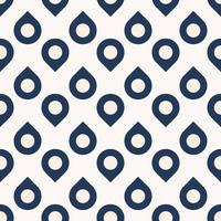 Small circle geometric with corner, pin icon, water drop shape seamless pattern on blue-white cream color background. Use for fabric, textile, interior decoration elements, upholstery. vector