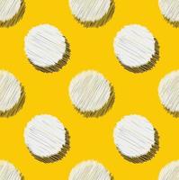 Sketch hand drawing scribble line in circle shape with shadow on bright yellow seamless pattern background. vector