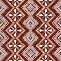 Ethnic brown color geometric flower shape seamless pattern background. Use for fabric, textile, interior decoration elements, upholstery, wrapping. vector