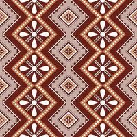 Ethnic brown color geometric flower shape seamless pattern background. Use for fabric, textile, interior decoration elements, upholstery, wrapping. vector