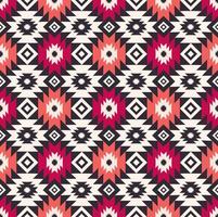Colorful pink native aztec geometric shape pattern design seamless on white cream background. Use for fabric, textile, interior decoration elements, upholstery, wrapping. vector