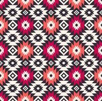 Colorful pink native aztec geometric shape pattern design seamless on white cream background. Use for fabric, textile, interior decoration elements, upholstery, wrapping. vector