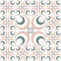 Geometric circle round flower crescent shape background. Ethnic oriental persian islamic green-white cream color seamless pattern design. Use for fabric, interior decoration elements, wrapping. vector