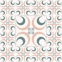 Geometric circle round flower crescent shape background. Ethnic oriental persian islamic green-white cream color seamless pattern design. Use for fabric, interior decoration elements, wrapping. vector