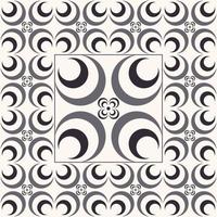 Geometric circle round flower crescent shape black-gray color seamless pattern on white background. Use for fabric, interior decoration elements, wrapping. vector