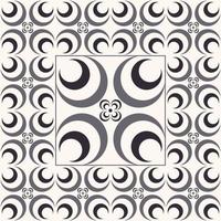 Geometric circle round flower crescent shape black-gray color seamless pattern on white background. Use for fabric, interior decoration elements, wrapping. vector