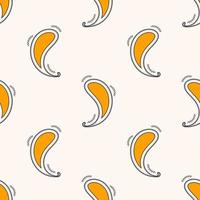Modern yellow color simple paisley moving shape seamless pattern on white cream background. Use for fabric, textile, interior decoration elements, upholstery, wrapping. vector