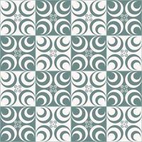 Geometric flower shape in grid square random blue turquoise color. Sino-Portuguese or peranakan tile seamless pattern background. Use for architectural and interior decoration elements. vector