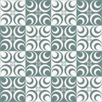 Geometric flower shape in grid square random blue turquoise color. Sino-Portuguese or peranakan tile seamless pattern background. Use for architectural and interior decoration elements. vector