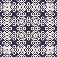 Abstract geometric circular flower shape in checkered seamless pattern background. Sino-Portuguese colonial vintage design. Use for fabric, textile, interior decoration elements, upholstery. vector