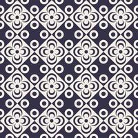 Abstract geometric circular flower shape in checkered seamless pattern background. Sino-Portuguese colonial vintage design. Use for fabric, textile, interior decoration elements, upholstery. vector