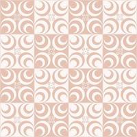Geometric flower shape in grid square random brown cream color. Sino-Portuguese or peranakan tile seamless pattern background. Use for architectural and interior decoration elements. vector