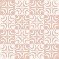 Geometric flower shape in grid square random brown cream color. Sino-Portuguese or peranakan tile seamless pattern background. Use for architectural and interior decoration elements. vector