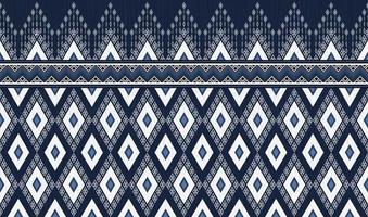 Ikat geometric shape seamless pattern with blue texture background. Use for fabric, textile, decoration elements. vector