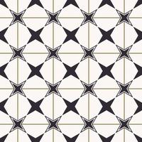 Geometric black color 4-point star on gold line checkered grid seamless background. Neo classic pattern. Use for fabric, textile, interior decoration elements, upholstery, wrapping. vector