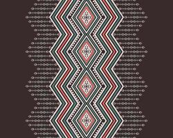 Geometric native aztec tribal simple pattern design for collar shirts, shirts, neck line. Ethnic red-green on brown color seamless background. Use for fabric elements, ornament, motif. vector