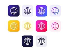 Website Icon Set Kit Gradient Internet Globe for Interface or Business Presentation Element vector