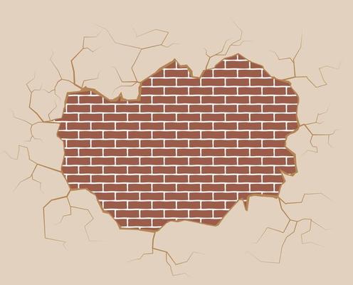 broken brick wall with hole.