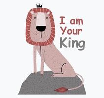 a cute funny lion in a crown. vector