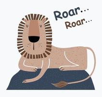 a cute funny lion in a crown. vector