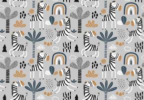 Childish seamless pattern with cute zebras vector