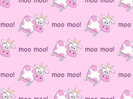 Cow cartoon character seamless pattern on pink background